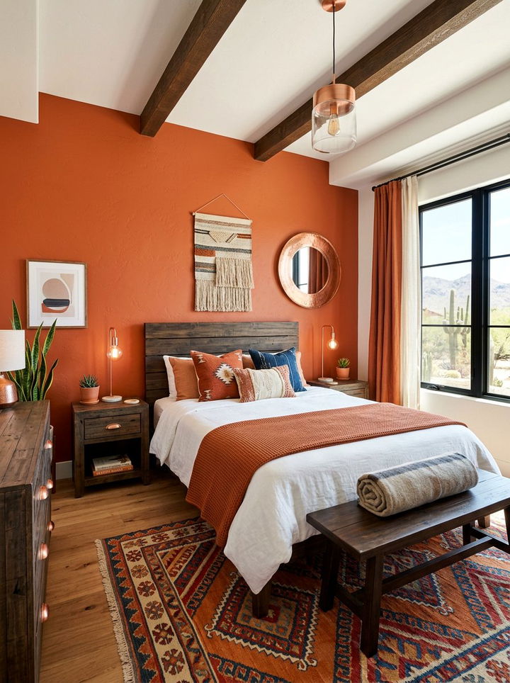 Burnt Orange Bedroom - 30 desert bedroom color ideas