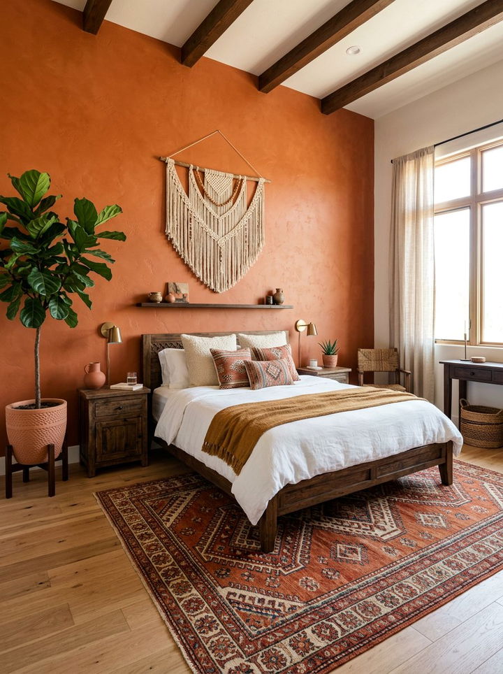 Burnt Orange Bedroom Wall - 30 colorful bedroom accent wall ideas