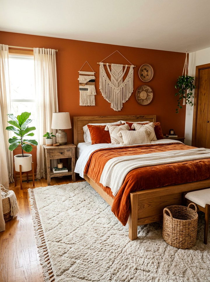 Burnt Orange Bedroom - 30 autumn inspired bedroom color ideas
