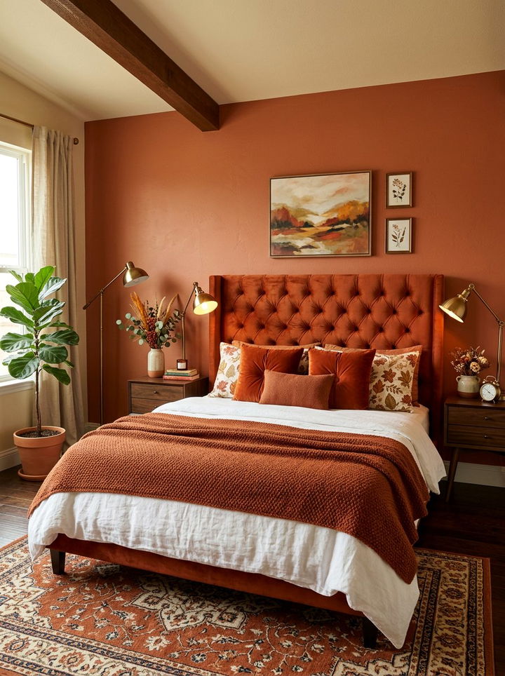 Burnt Orange Tufted Headboard - 30 bedroom tufted headboards
