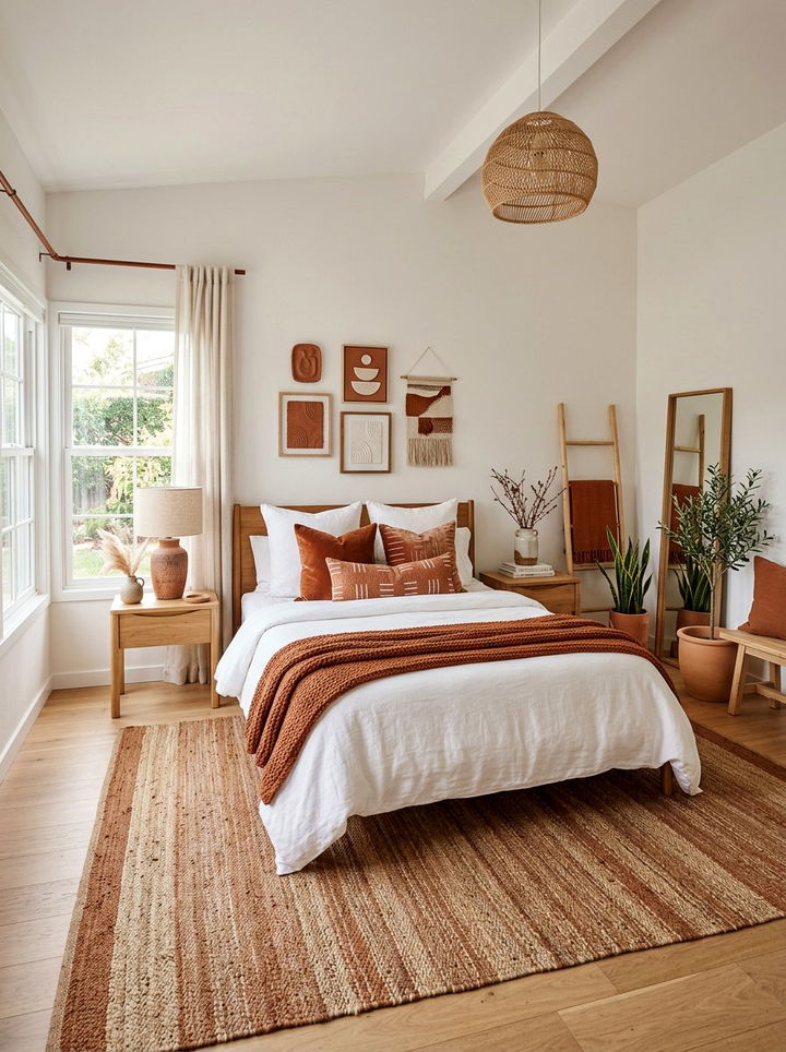 Burnt Sienna and Powder White - 30 brown and white bedroom color combo