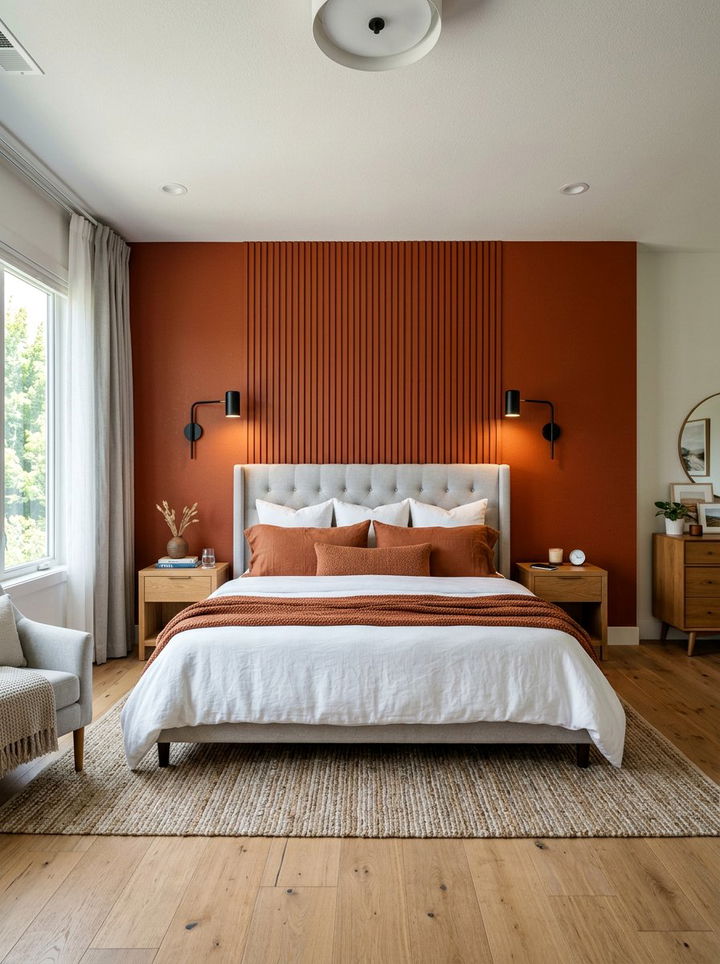Burnt orange accent wall - 30 burnt orange bedroom ideas