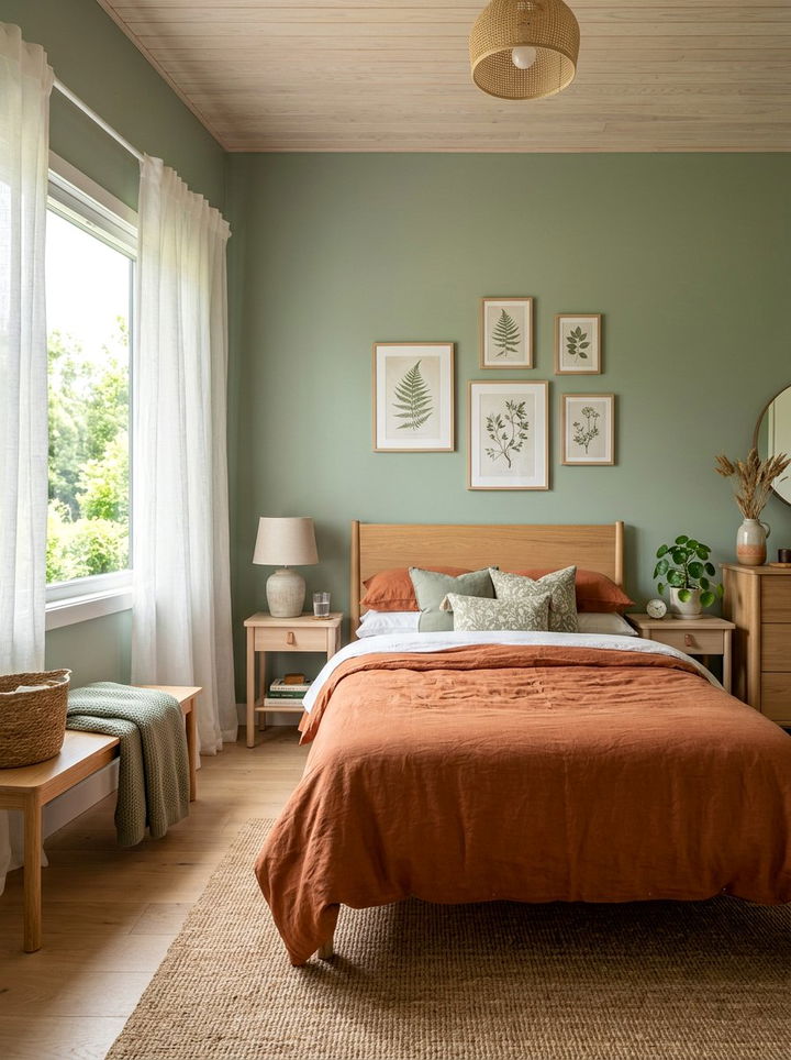 Burnt orange and sage green bedroom - 30 burnt orange bedroom ideas