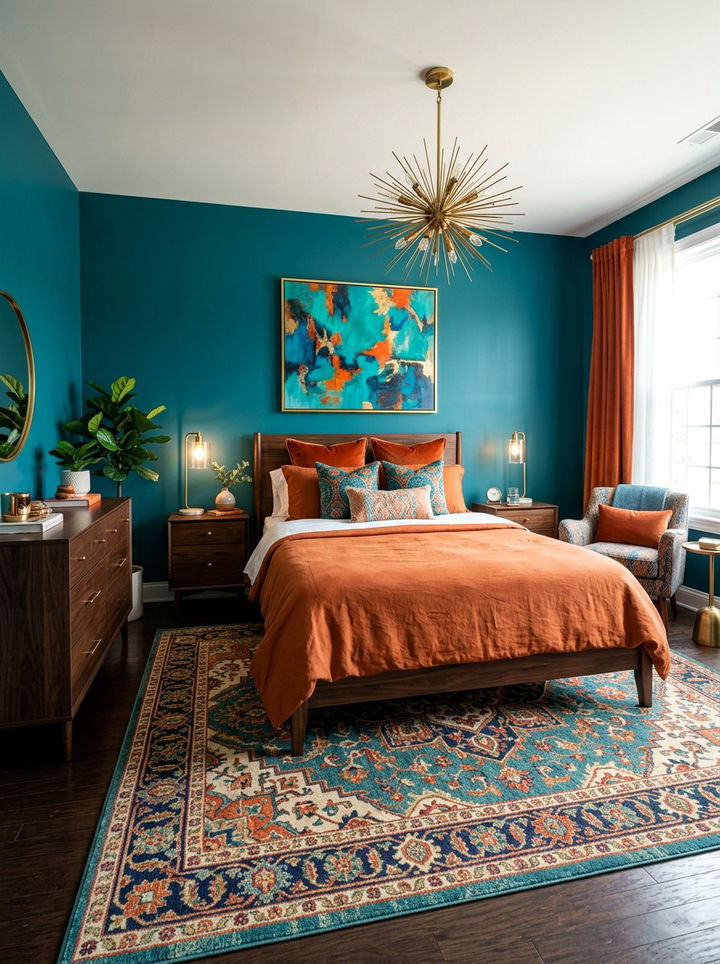 Burnt orange and teal bedroom - 30 burnt orange bedroom ideas