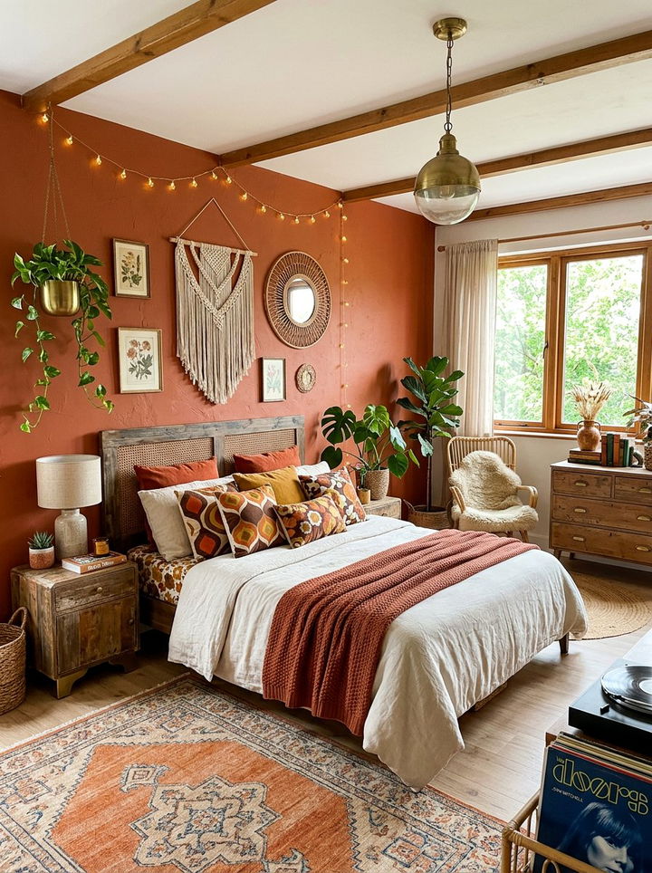 Burnt orange boho bedroom - 30 boho bedroom color ideas