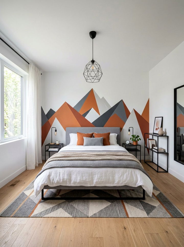 Burnt orange geometric bedroom - 30 burnt orange bedroom ideas