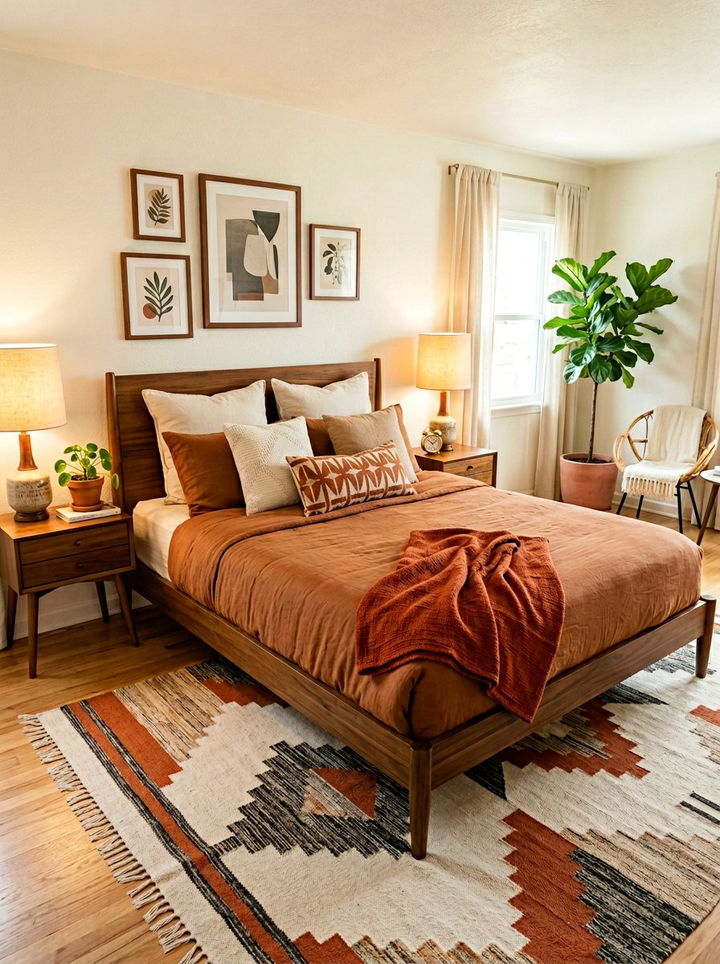 Burnt orange linen - 30 linen bedroom ideas
