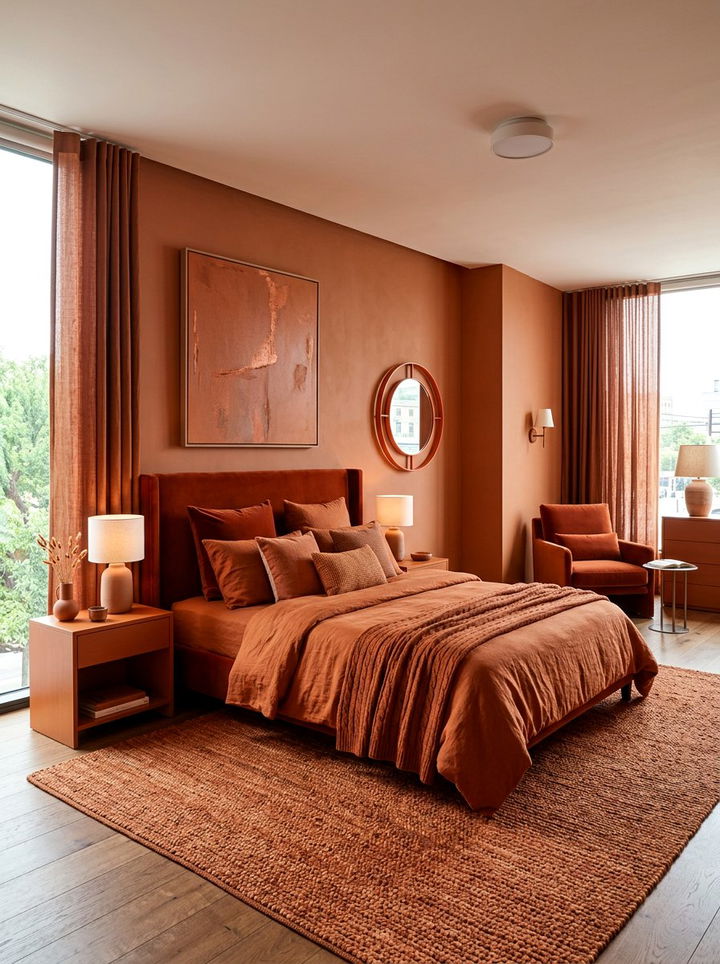 Burnt orange monochromatic bedroom - 30 burnt orange bedroom ideas