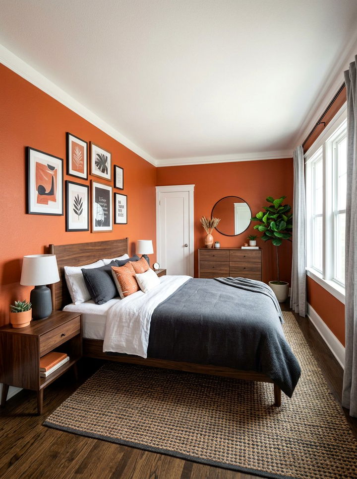 Burnt orange terracotta bedroom - 30 bedroom terracotta walls