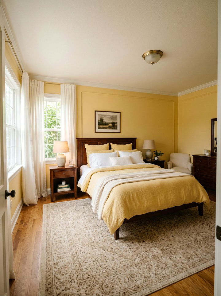 Buttercream yellow bedroom - 30 spring inspired bedroom color ideas