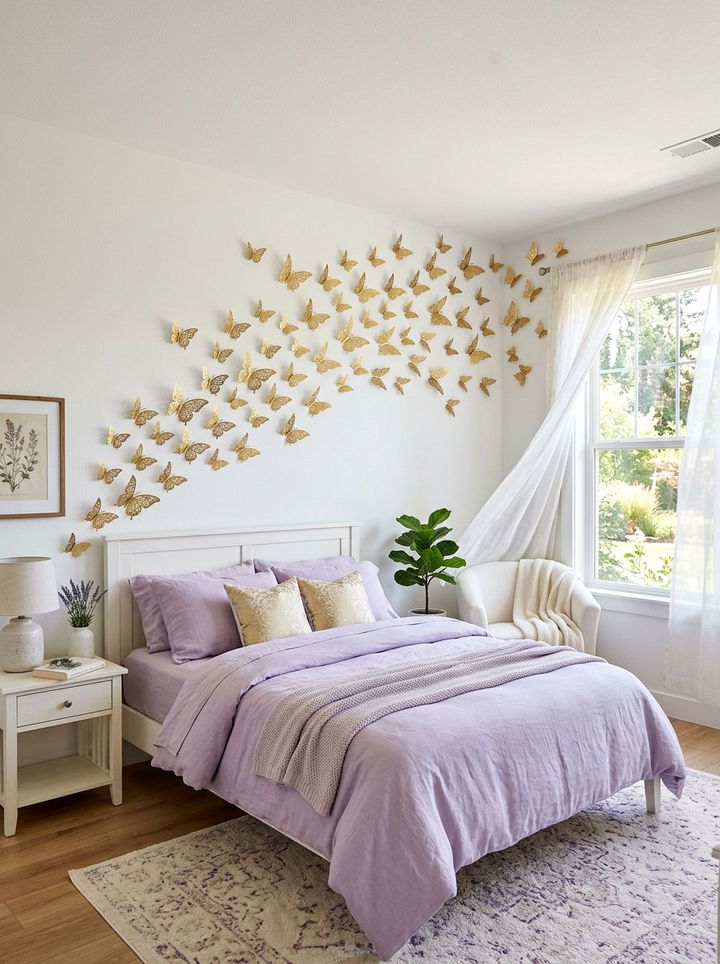 Butterfly wall decor bedroom - 30 fairy tale bedroom ideas
