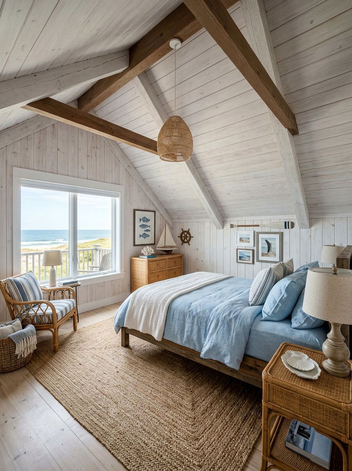 COASTAL ATTIC BEDROOM - 30 attic bedroom ideas