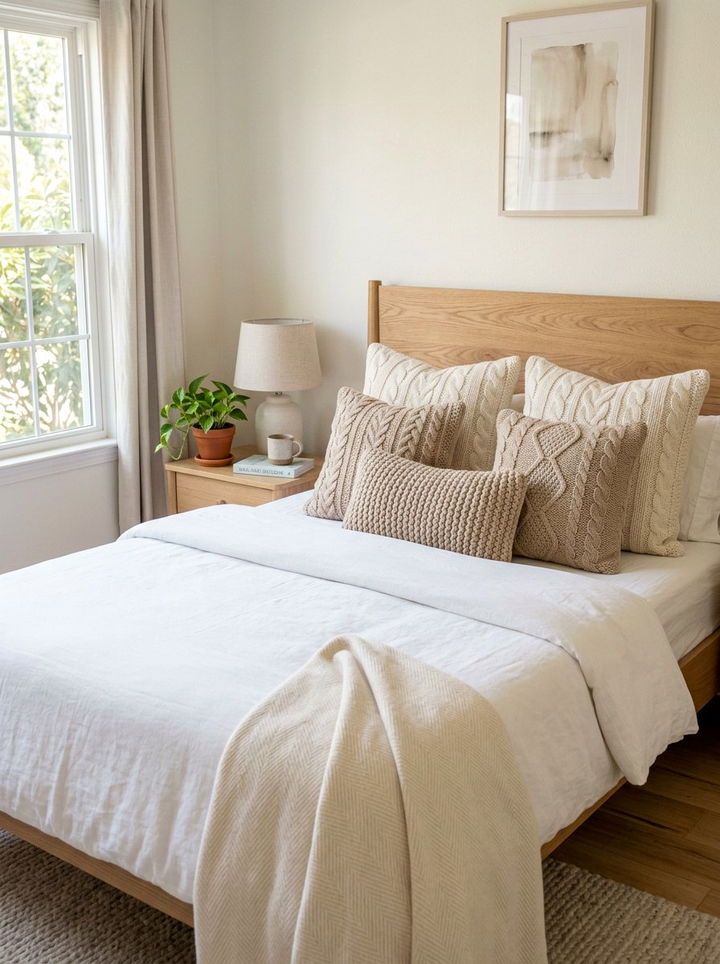 Cable Knit Pillow Accent Bedroom - 30 knitted bedroom ideas