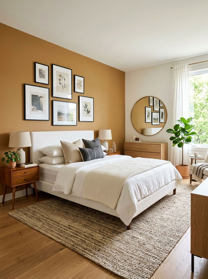 Camel Accent Wall - 30 camel bedroom ideas