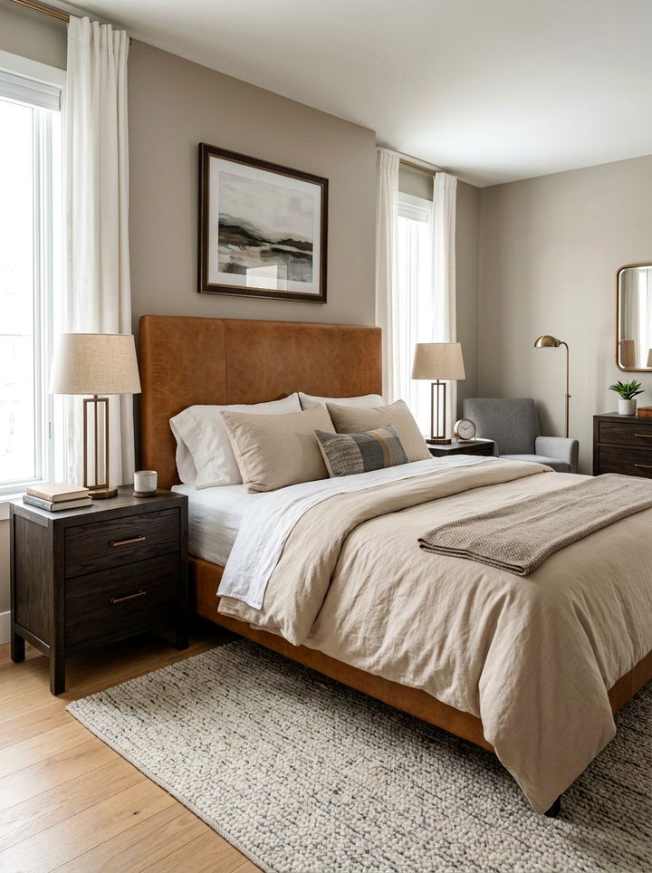 Camel Leather Headboard - 30 camel bedroom ideas