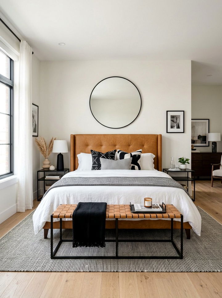 Camel Leather Headboard - 30 bedroom leather headboards