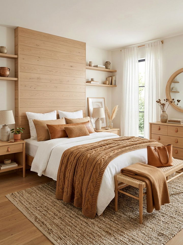 Camel brown throws - 30 brown bedroom ideas
