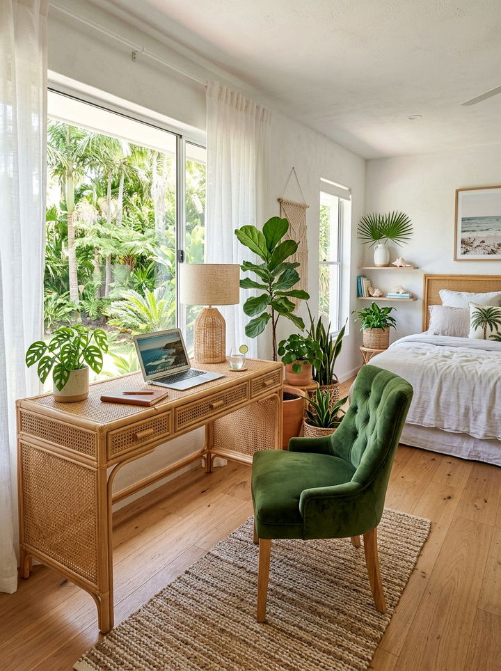 Cane And Rattan Desk - 30 bedroom writing desks