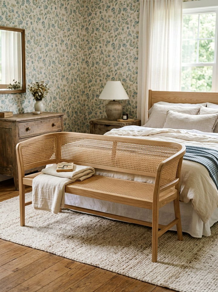 Cane Bedroom Bench - 30 bedroom benches