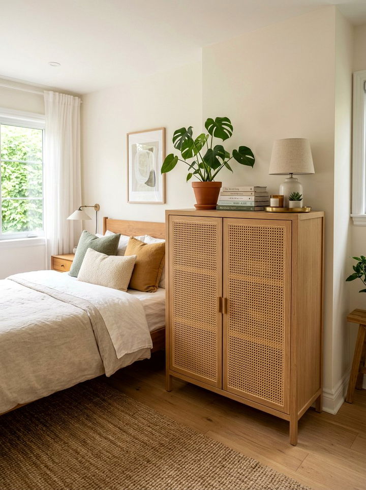 Cane Cabinet - 30 rattan bedroom ideas