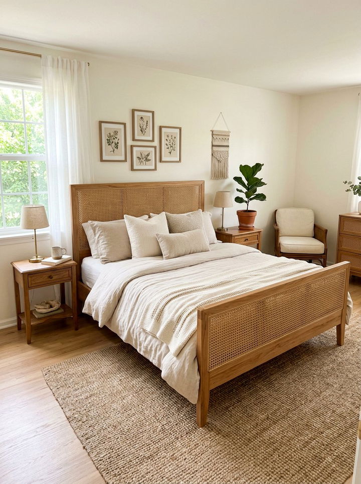 Cane Headboard Bedroom - 30 textured bedroom ideas