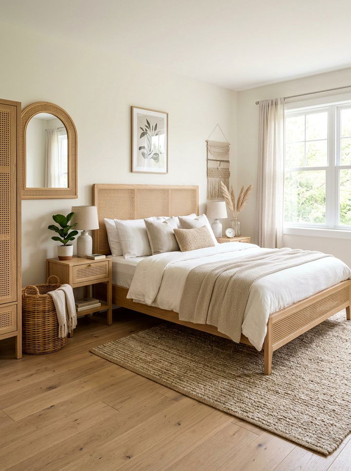 Cane Headboard Bedroom - 30 California casual bedroom ideas