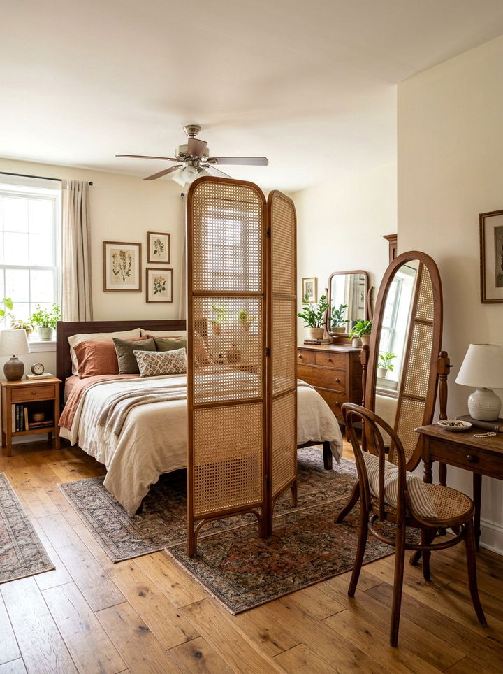 Cane Room Divider - 30 woven bedroom ideas