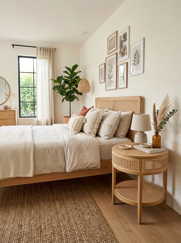 Cane Round Nightstand - 30 bedroom round nightstands