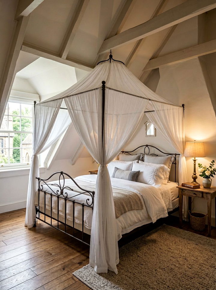 Canopy Bed Under Slope - 30 sloped ceiling bedroom ideas