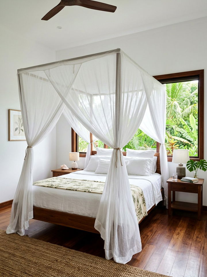 Canopy Bed With Mosquito Net - 30 tropical bedroom ideas
