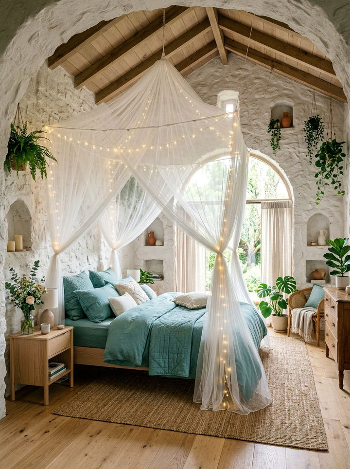 Canopy Netting Bed - 30 mermaid bedroom ideas