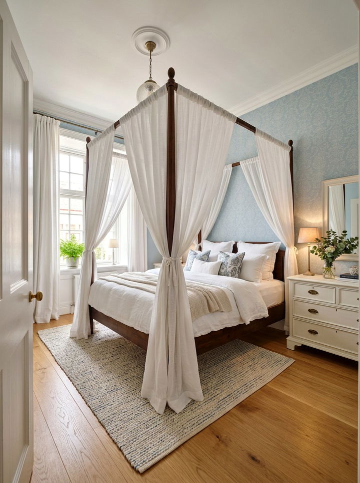 Canopy bed curtains - 30 grandmillennial bedroom ideas
