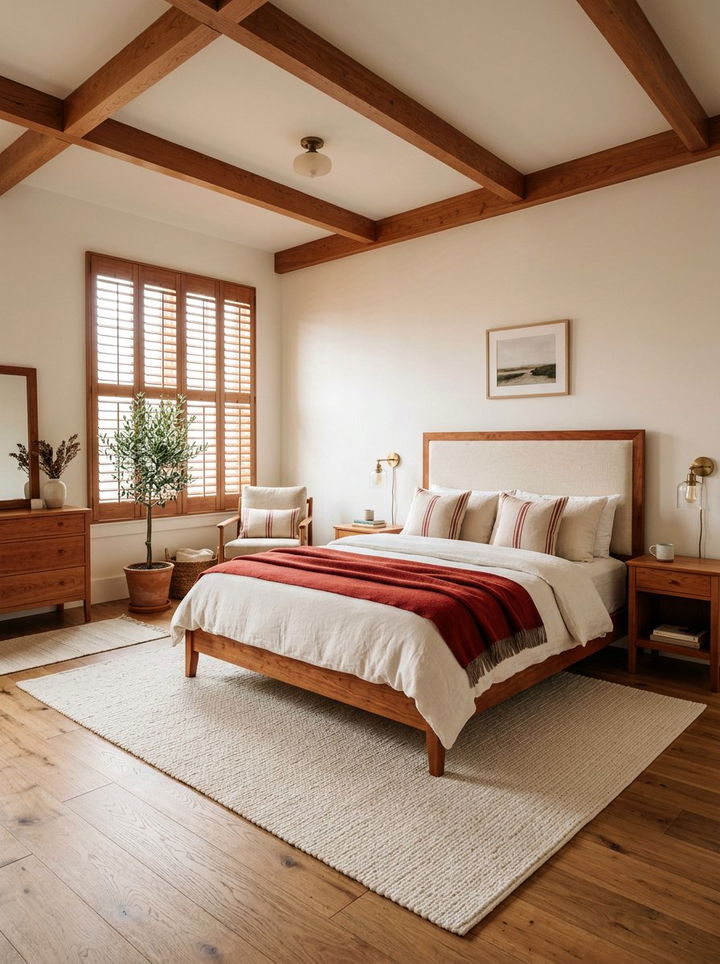 Canvas and Cherry Wood Bedroom - 30 mixed material bedroom ideas