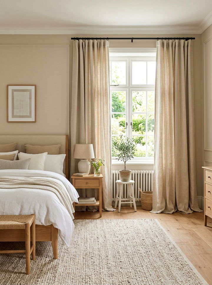 Canvas drop cloth curtains - 30 cheap bedroom ideas