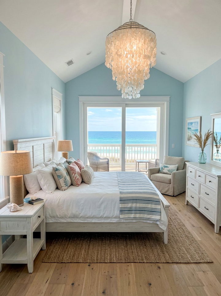 Capiz Shell Chandelier - 30 bedroom chandelier ideas