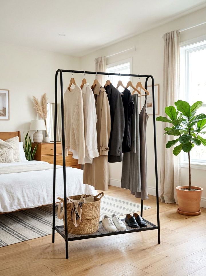 Capsule Wardrobe Clothing Rack - 30 bedroom closet organization