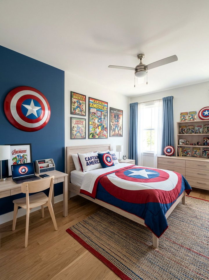 Captain America shield bedroom - 30 superhero bedroom ideas