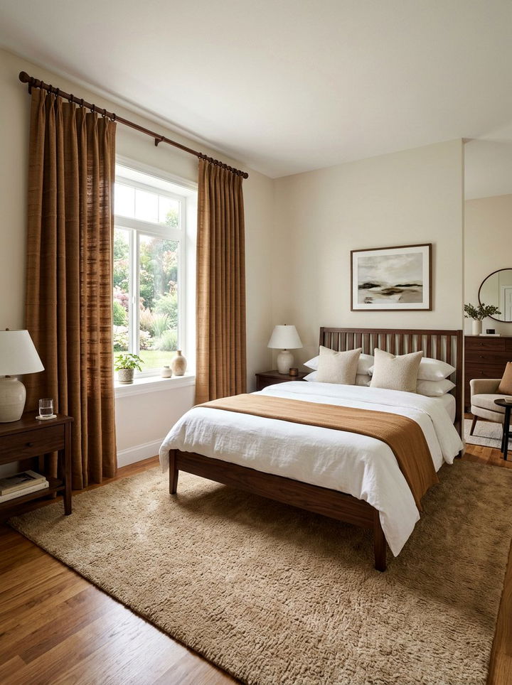 Caramel Brown Curtains - 30 warm brown bedroom ideas