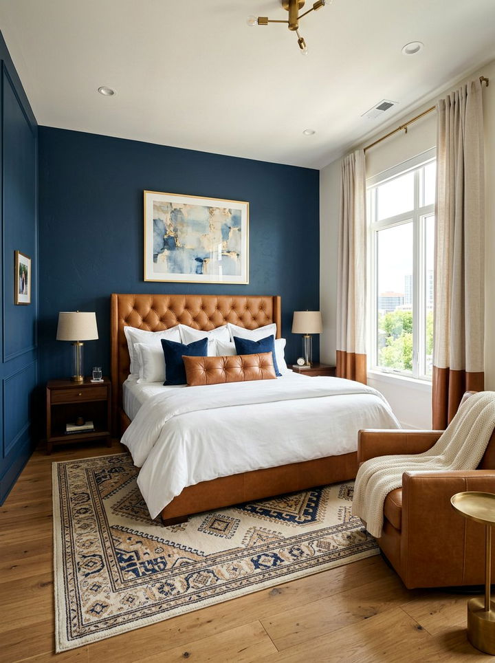 Caramel Leather Bedroom - 30 warm tone bedroom ideas