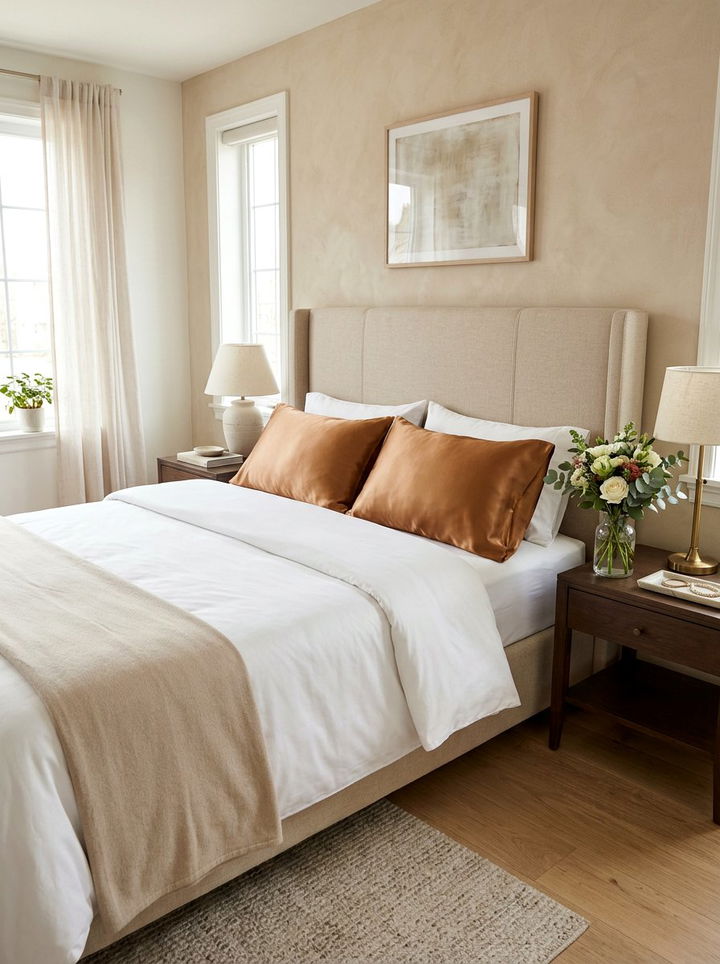 Caramel Silk Pillowcase Set - 30 amber bedroom ideas