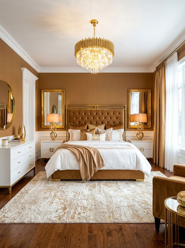 Caramel and gold decor - 30 caramel bedroom ideas