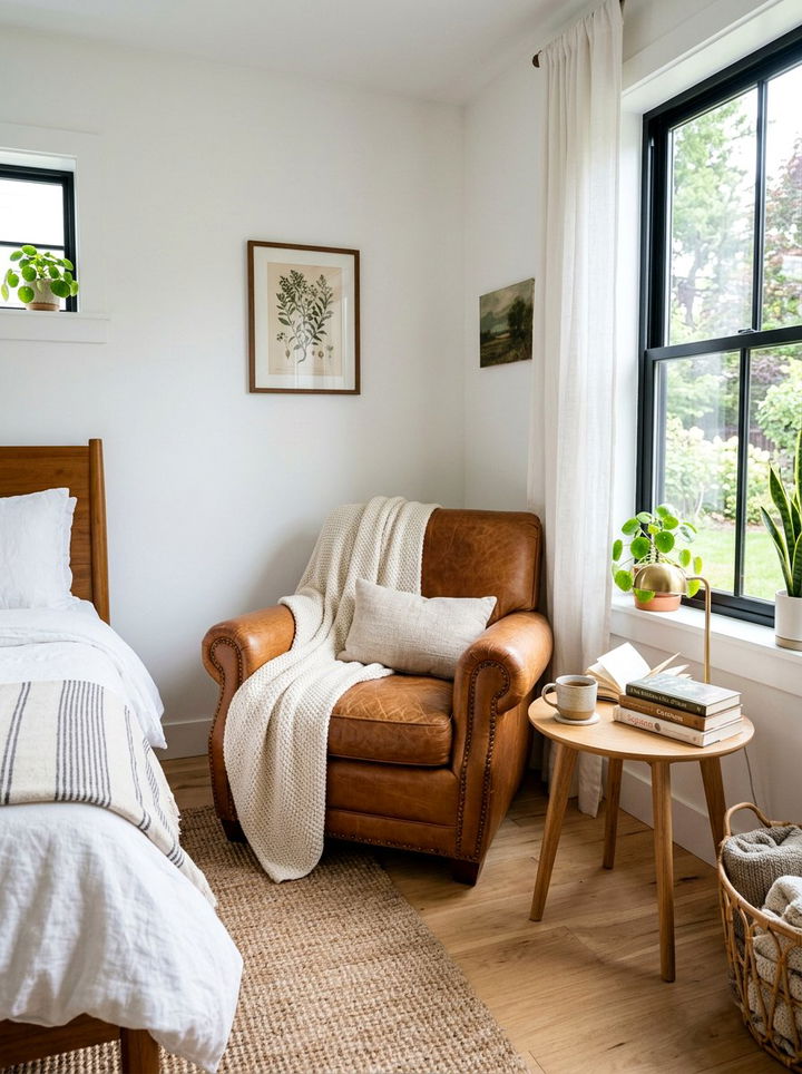 Caramel leather accent chair - 30 caramel bedroom ideas