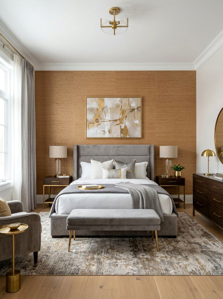 Caramel textured wallpaper - 30 caramel bedroom ideas