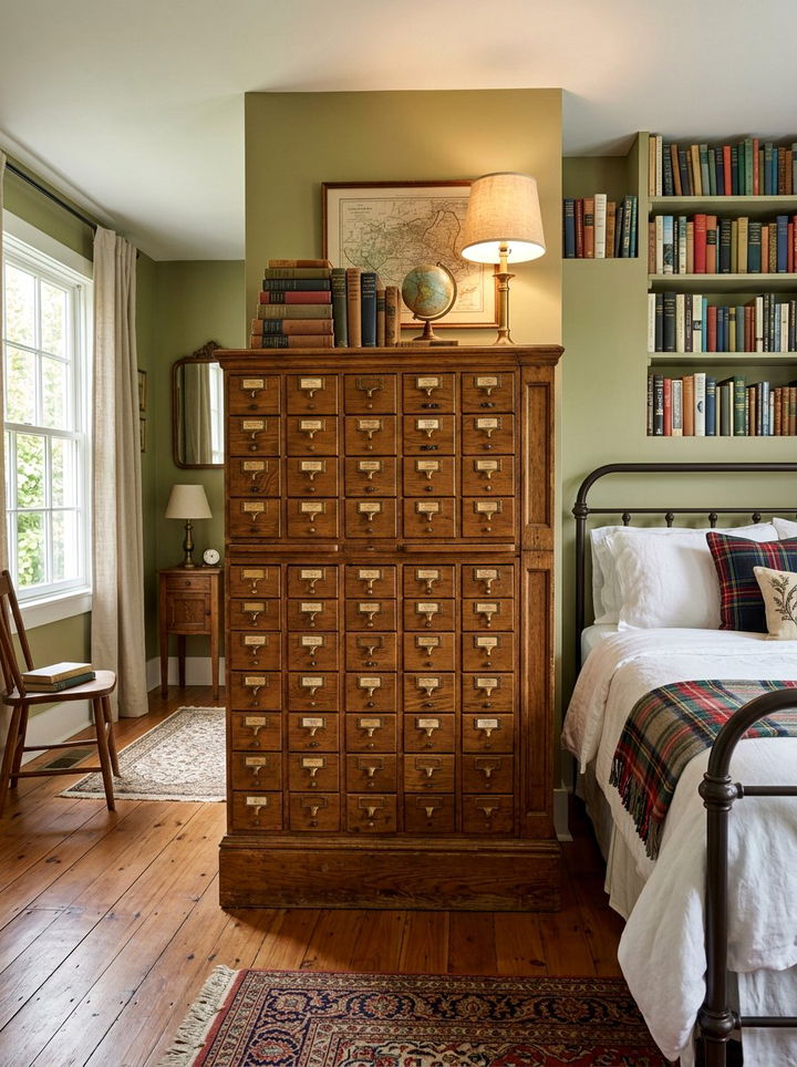 Card Catalog Chest Bedroom - 30 repurposed bedroom ideas