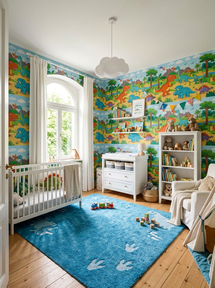 Cartoon Dinosaur Wallpaper - 30 dinosaur bedroom ideas