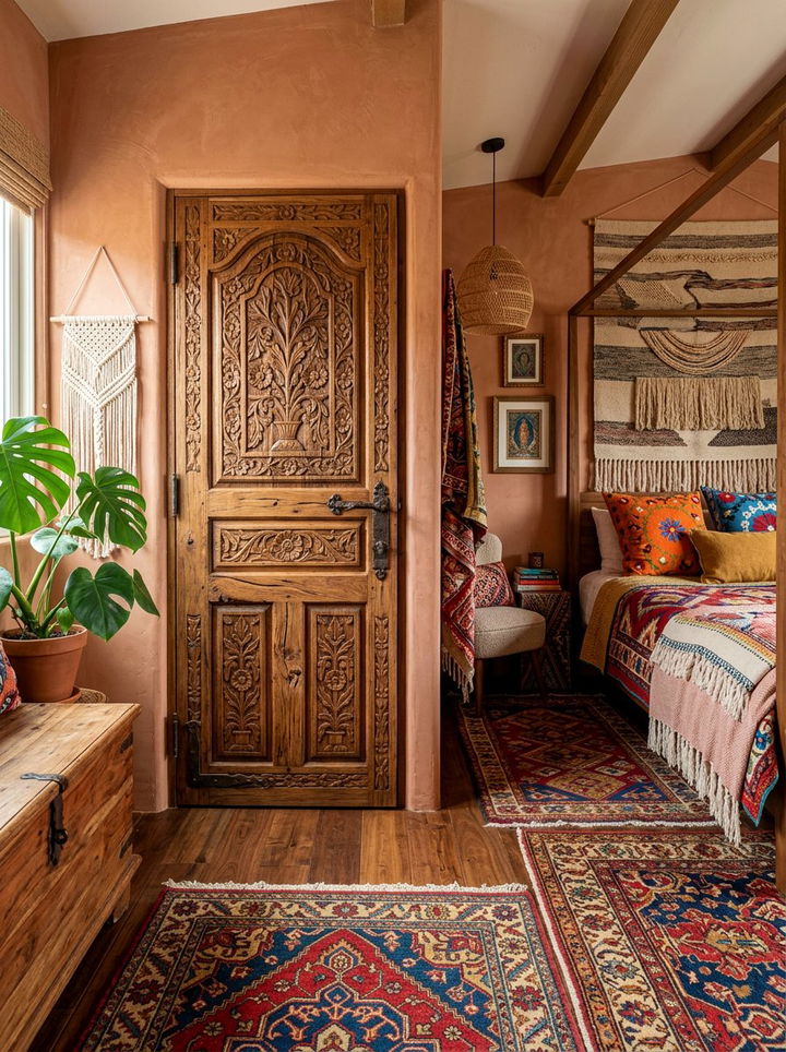 Carved Wood Bedroom Door - 30 bedroom door ideas