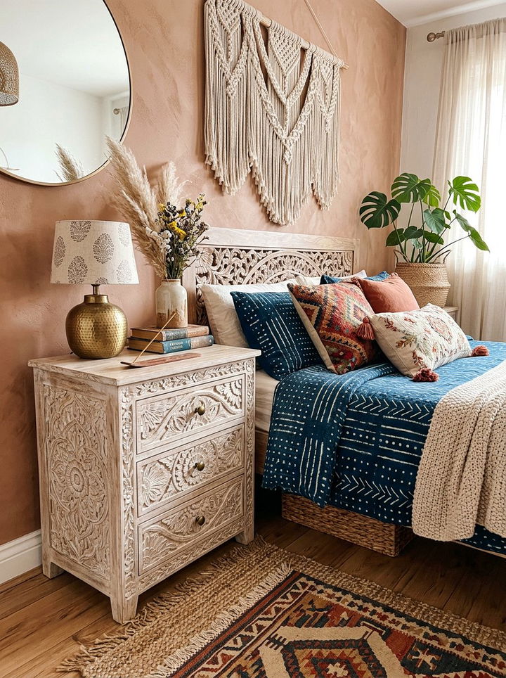 Carved Wood Nightstand - 30 bedroom nightstand ideas