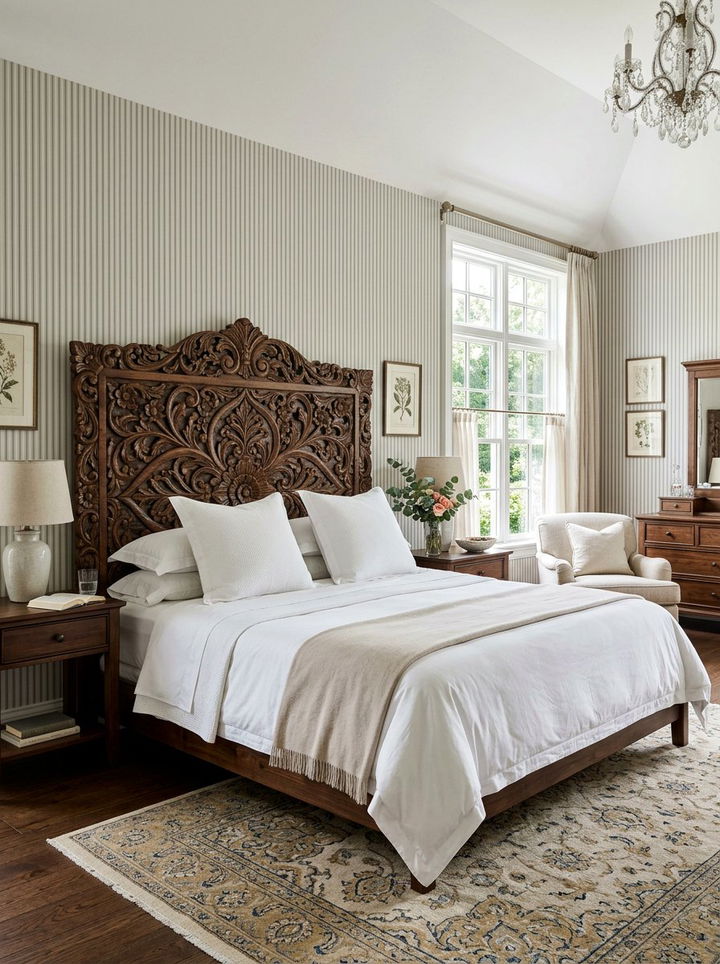 Carved wood headboard - 30 Victorian bedroom ideas