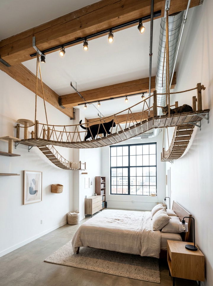 Cat Bridge Ceiling - 30 cat bedroom ideas