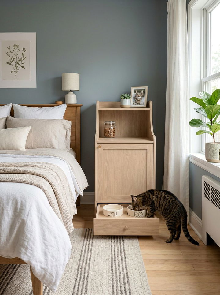 Cat Feeding Station Cabinet - 30 cat bedroom ideas